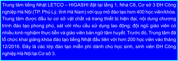 khai truong trung tam tieng nhat letco higashi tai ha nam